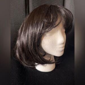 West Bay Wig, Synthetic Dark Brown 16” Wig with Bangs, Shoulder Length.